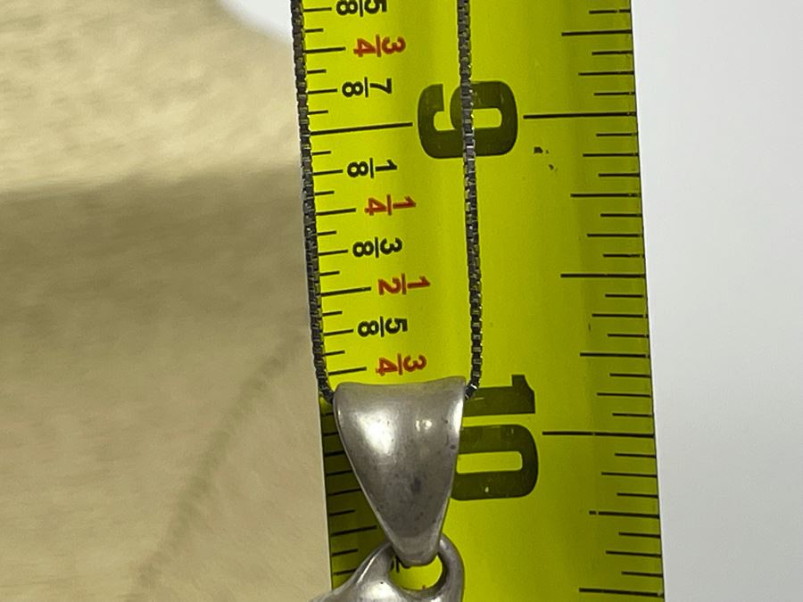 Signed Sterling Silver Heart Pendant With Sterling Silver Chain 20' Necklace 17.2g [Photo 11]