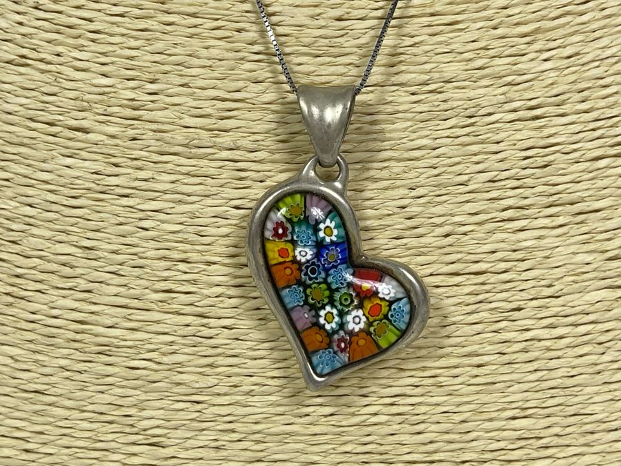 Signed Sterling Silver Heart Pendant With Sterling Silver Chain 20' Necklace 17.2g [Photo 4]