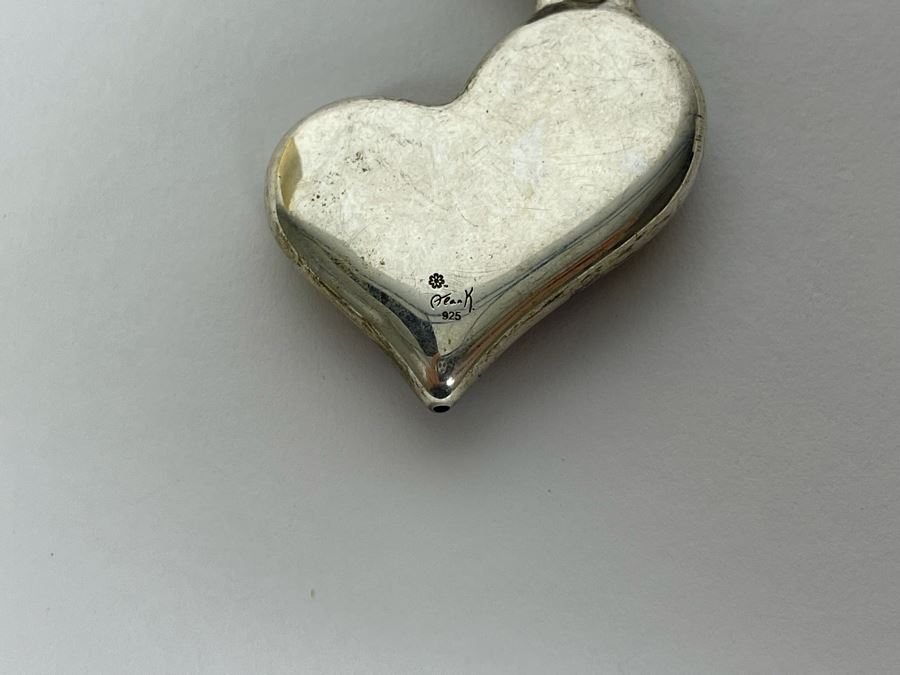 Signed Sterling Silver Heart Pendant With Sterling Silver Chain 20' Necklace 17.2g [Photo 9]