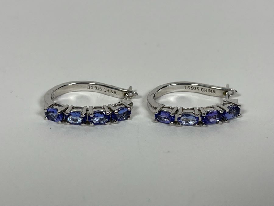 Sterling Silver Tanzanite Earrings 4.9g [Photo 2]