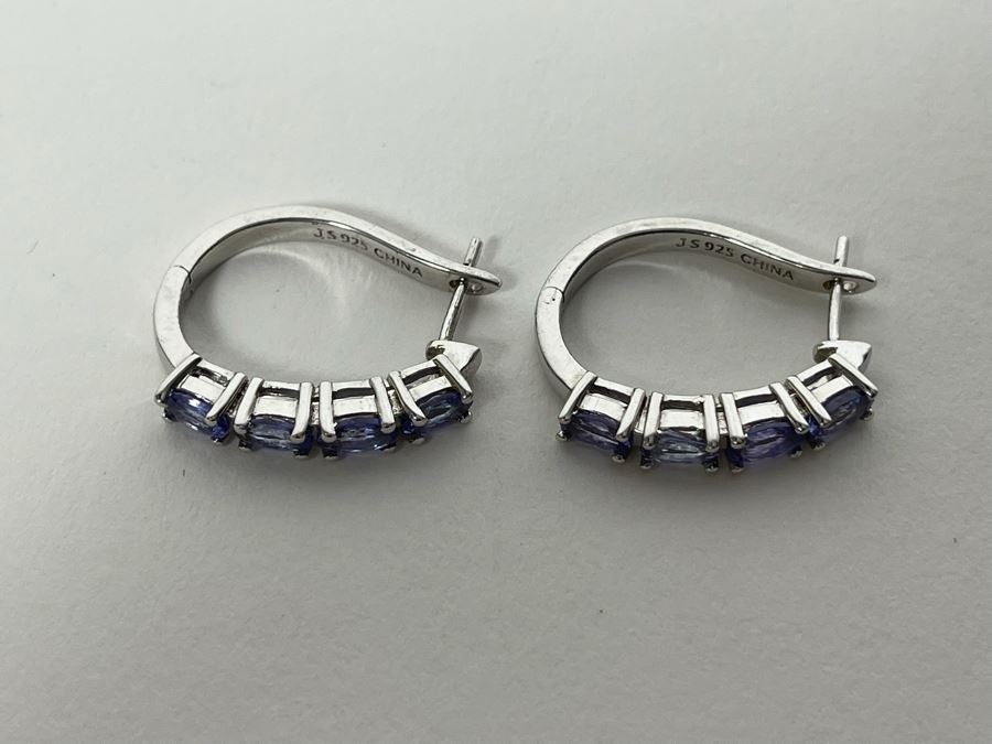 Sterling Silver Tanzanite Earrings 4.9g