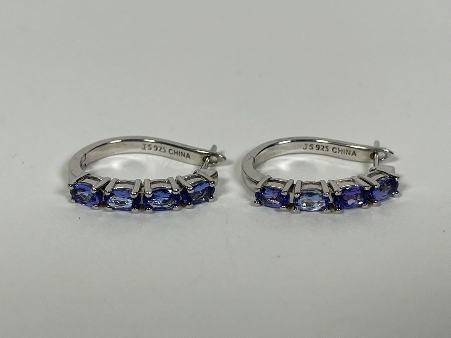 Sterling Silver Tanzanite Earrings 4.9g [Photo 1]