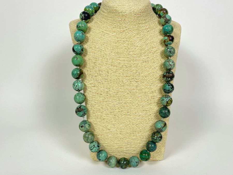 30'L Turquoise Large Beaded Necklace 325.2g