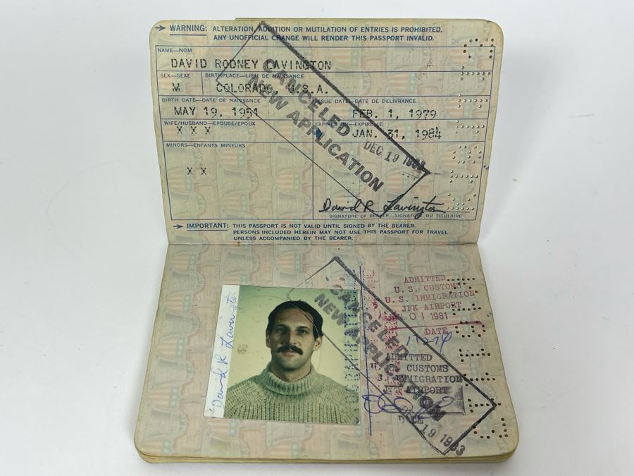 David Lavington (American, 1951–1995) Six US Passports Of Artist David Lavington [Photo 50]