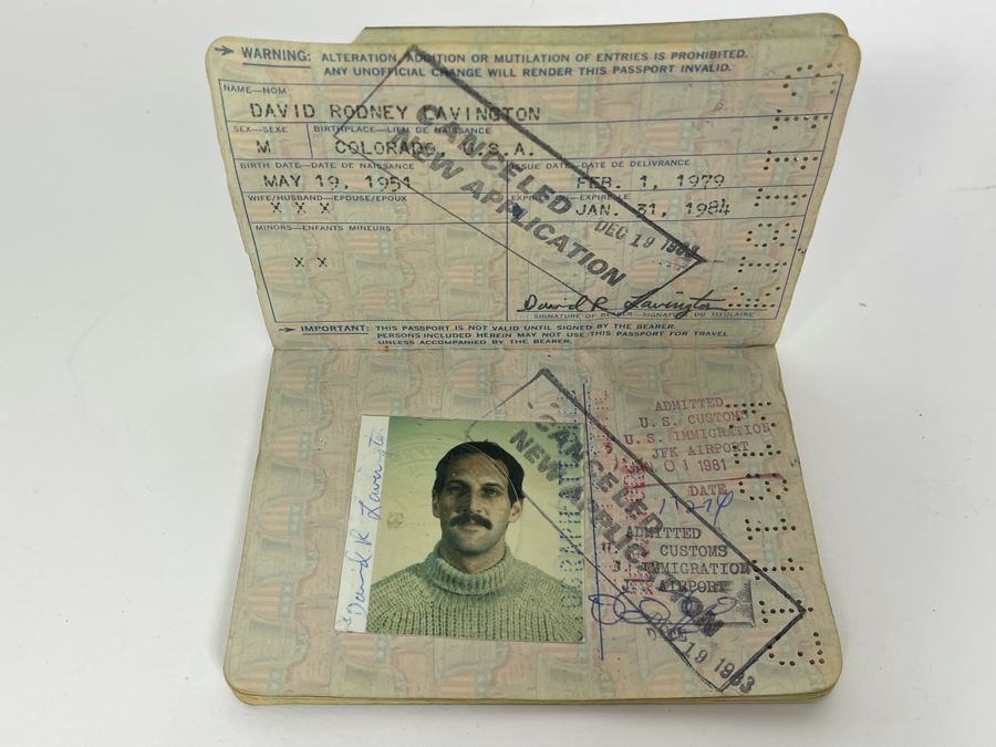 David Lavington (American, 1951–1995) Six US Passports Of Artist David Lavington [Photo 49]