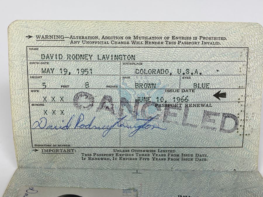 David Lavington (American, 1951–1995) Six US Passports Of Artist David Lavington [Photo 12]