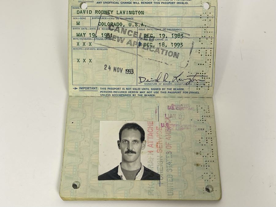 David Lavington (American, 1951–1995) Six US Passports Of Artist David Lavington [Photo 35]