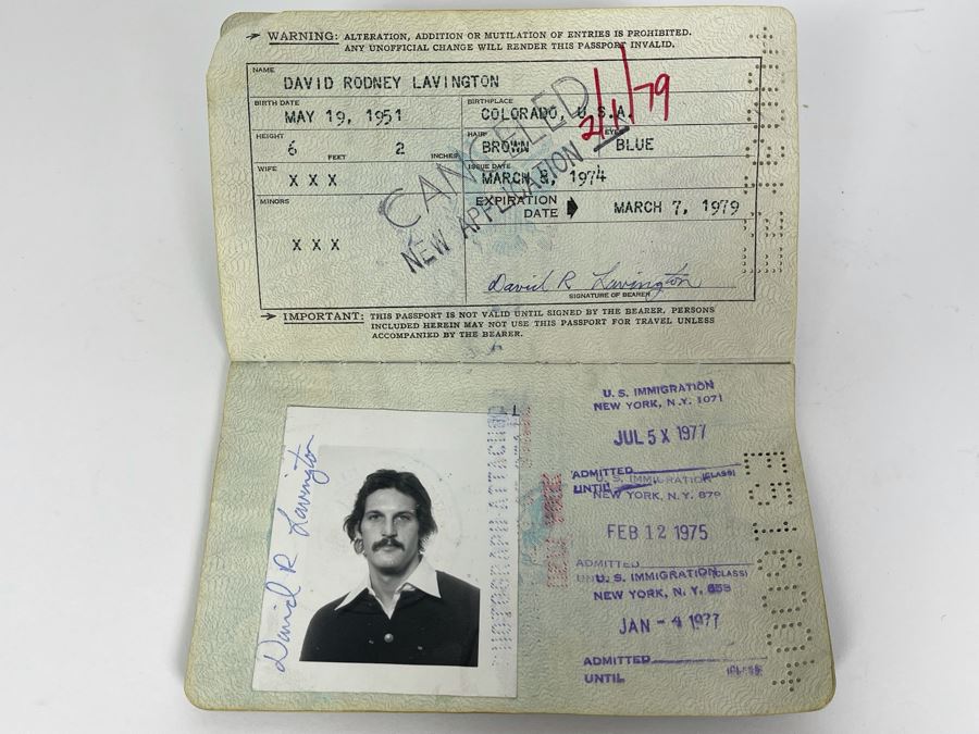 David Lavington (American, 1951–1995) Six US Passports Of Artist David Lavington [Photo 23]