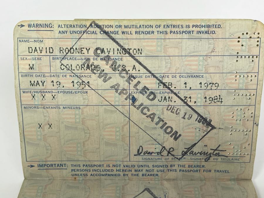 David Lavington (American, 1951–1995) Six US Passports Of Artist David Lavington [Photo 51]