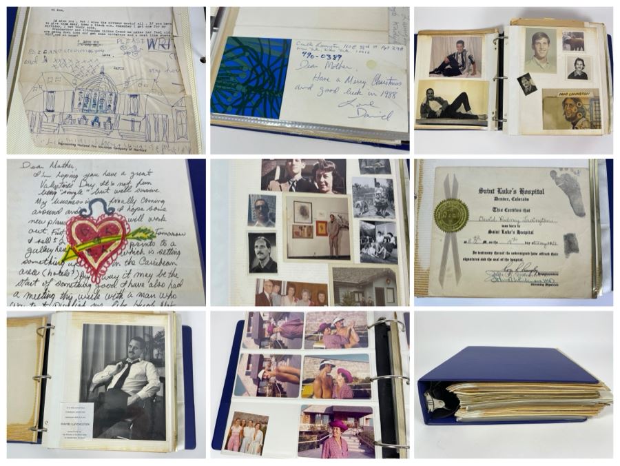 David Lavington (American, 1951–1995) Scrapbook Of Artist David Lavington Featuring Personal Photographs, Drawings And Letters - See Photos