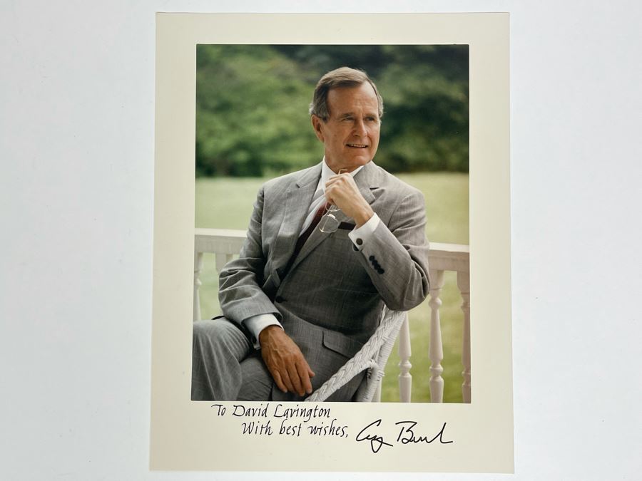 Personalized And Signed George Bush Sr Photograph Signed To David Lavington With Best Wishes George Bush 8 X 10 [Photo 1]