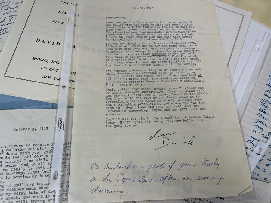 David Lavington (American, 1951–1995) Huge Collection Of Personal Letters From David Lavington - See Photos [Photo 15]
