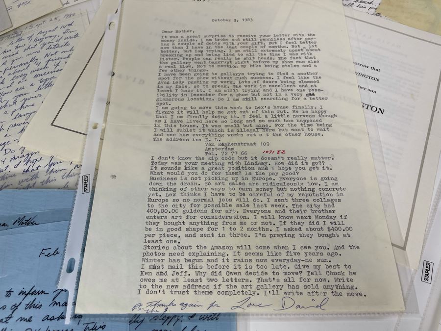 David Lavington (American, 1951–1995) Huge Collection Of Personal Letters From David Lavington - See Photos [Photo 18]