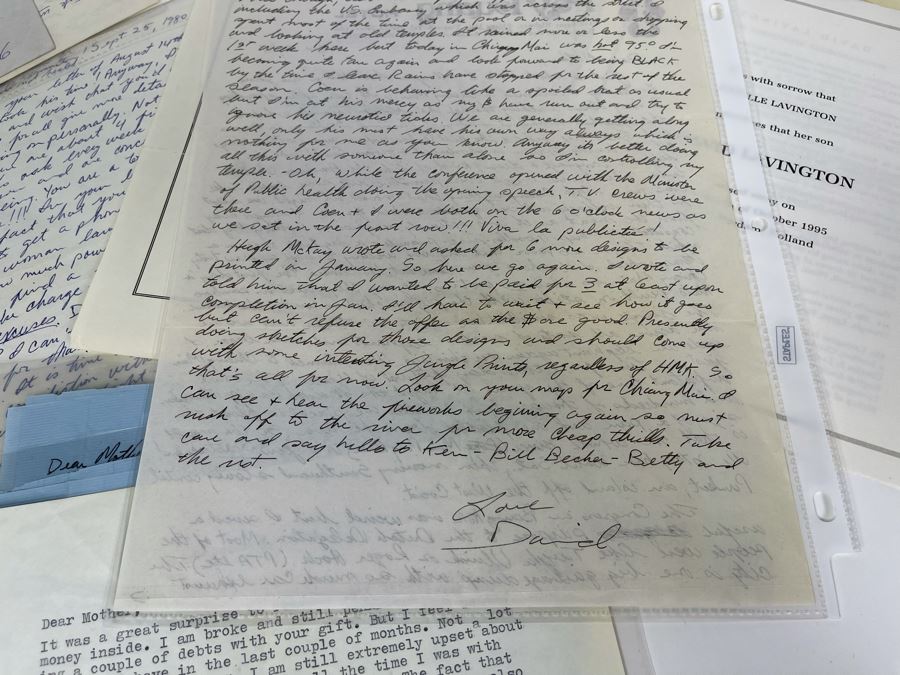 David Lavington (American, 1951–1995) Huge Collection Of Personal Letters From David Lavington - See Photos [Photo 16]