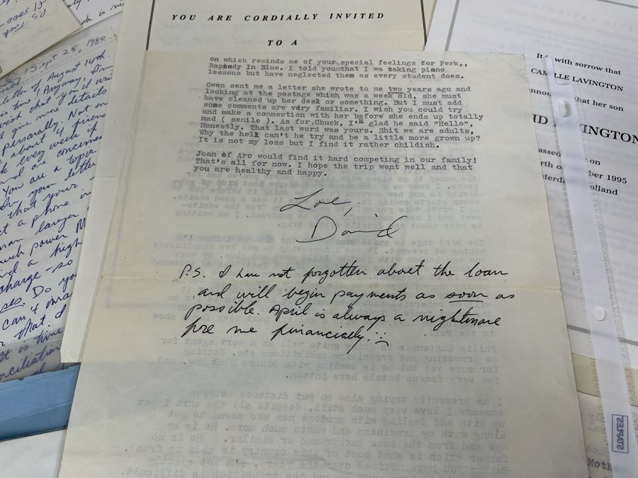 David Lavington (American, 1951–1995) Huge Collection Of Personal Letters From David Lavington - See Photos [Photo 13]