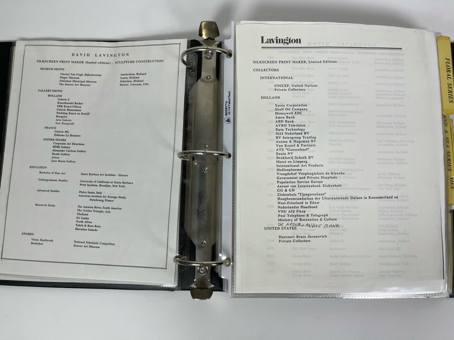 David Lavington (American, 1951–1995) David Lavington's Portfolio Binder Of His Artwork Including Seragraphs And Sculptures With Price Sheet And Artist Biography [Photo 7]