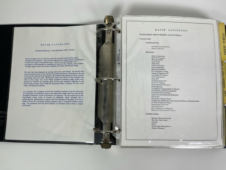 David Lavington (American, 1951–1995) David Lavington's Portfolio Binder Of His Artwork Including Seragraphs And Sculptures With Price Sheet And Artist Biography [Photo 6]