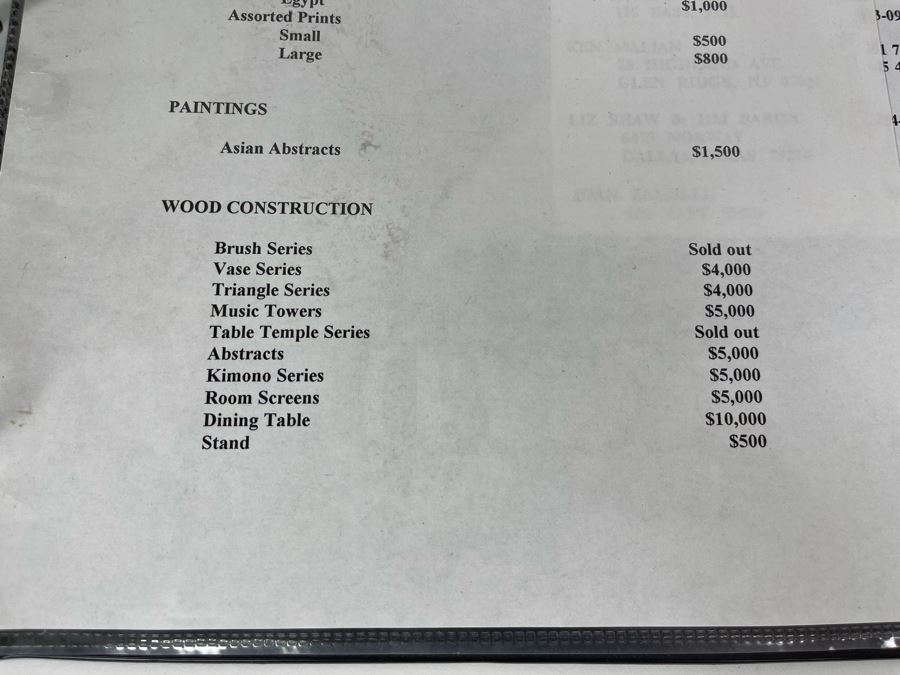 David Lavington (American, 1951–1995) David Lavington's Portfolio Binder Of His Artwork Including Seragraphs And Sculptures With Price Sheet And Artist Biography [Photo 53]