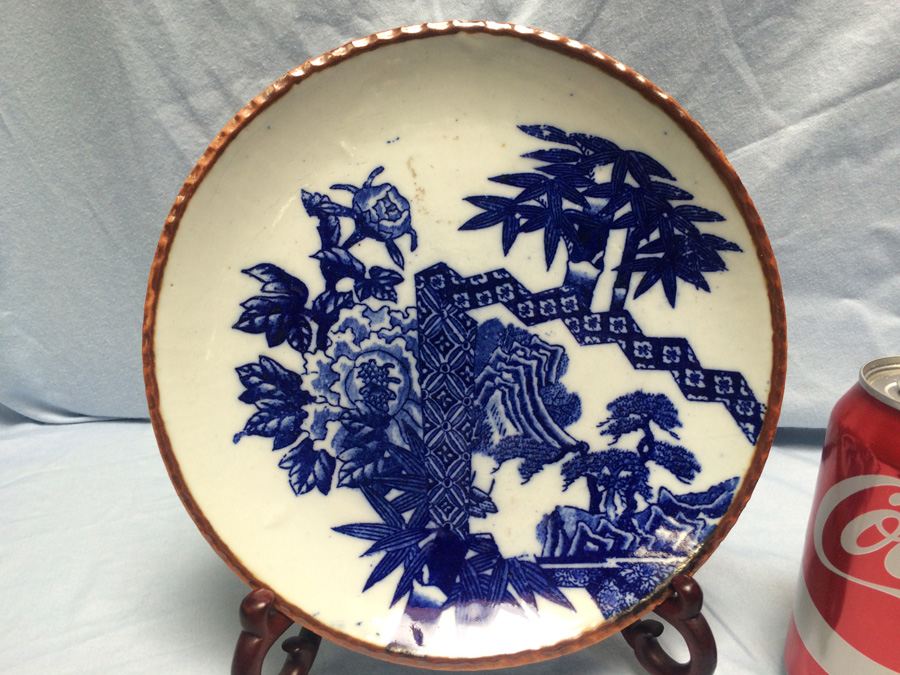Meiji Japanese Transferware Blue and White Porcelain Plate [Photo 2]