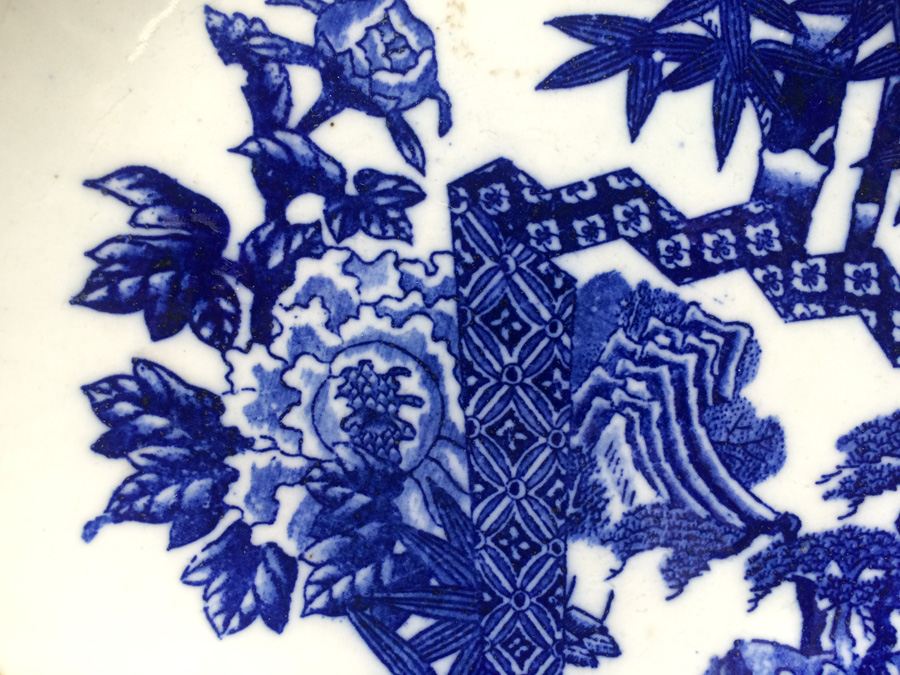 Meiji Japanese Transferware Blue and White Porcelain Plate [Photo 4]