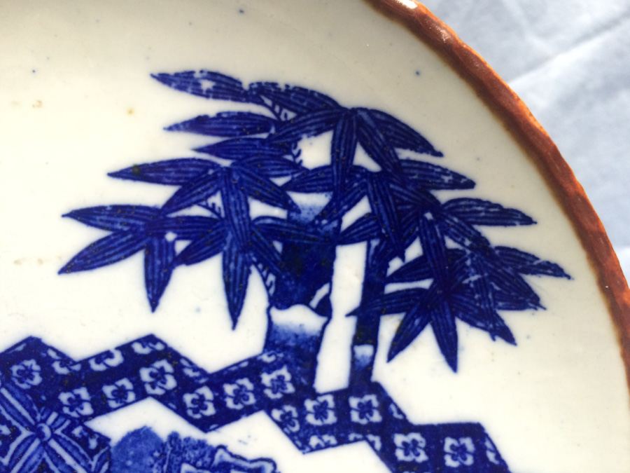 Meiji Japanese Transferware Blue and White Porcelain Plate [Photo 7]