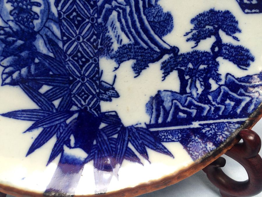 Meiji Japanese Transferware Blue and White Porcelain Plate [Photo 3]