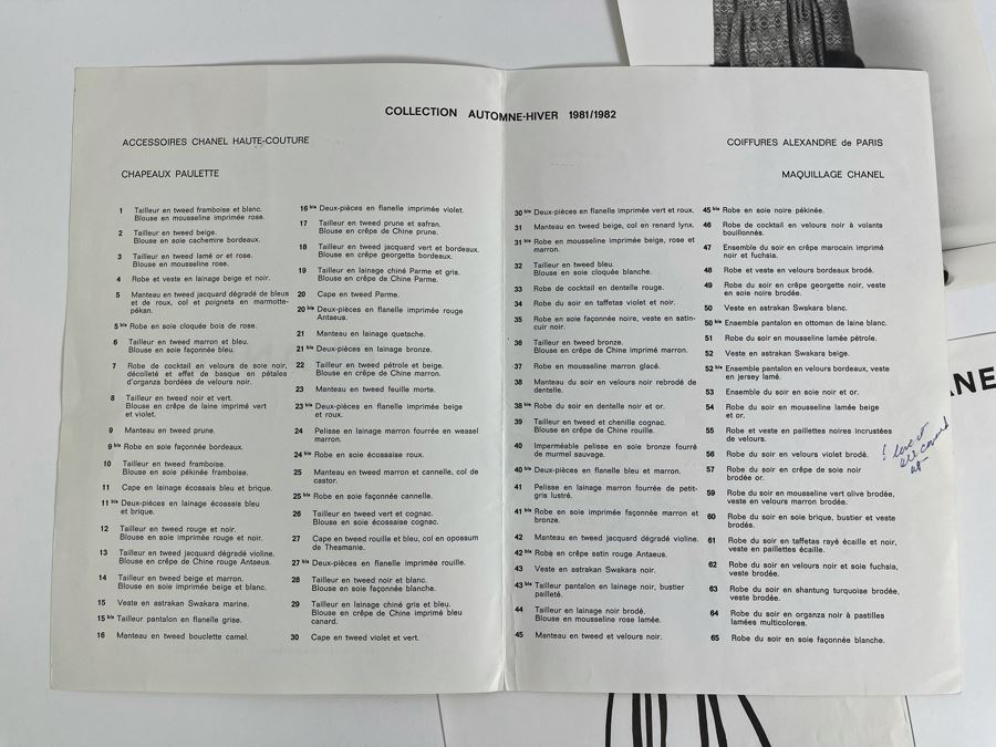 Vintage Chanel Ephemera 1981/1982 Collection Haute Couture Automne/Hiver [Photo 6]
