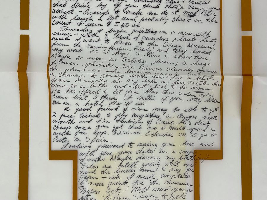 David Lavington (American, 1951–1995) Personal Handwritten Letter By David Lavington On His Handmade Artist Paper 11.5 X 16 [Photo 4]