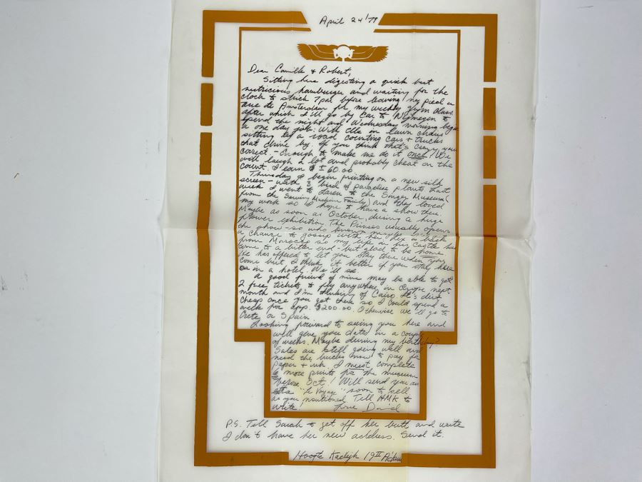 David Lavington (American, 1951–1995) Personal Handwritten Letter By David Lavington On His Handmade Artist Paper 11.5 X 16 [Photo 2]