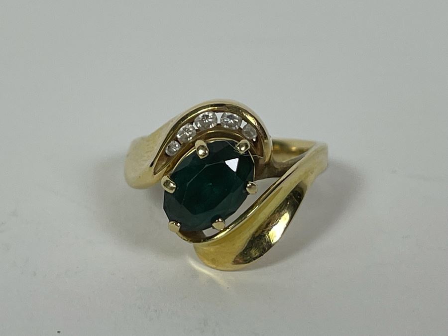 14K Gold Tourmaline Diamond Ring Size 6.25 5.5g Fallbrook Estate (FE) FMV $300 Retail $900 [Photo 8]
