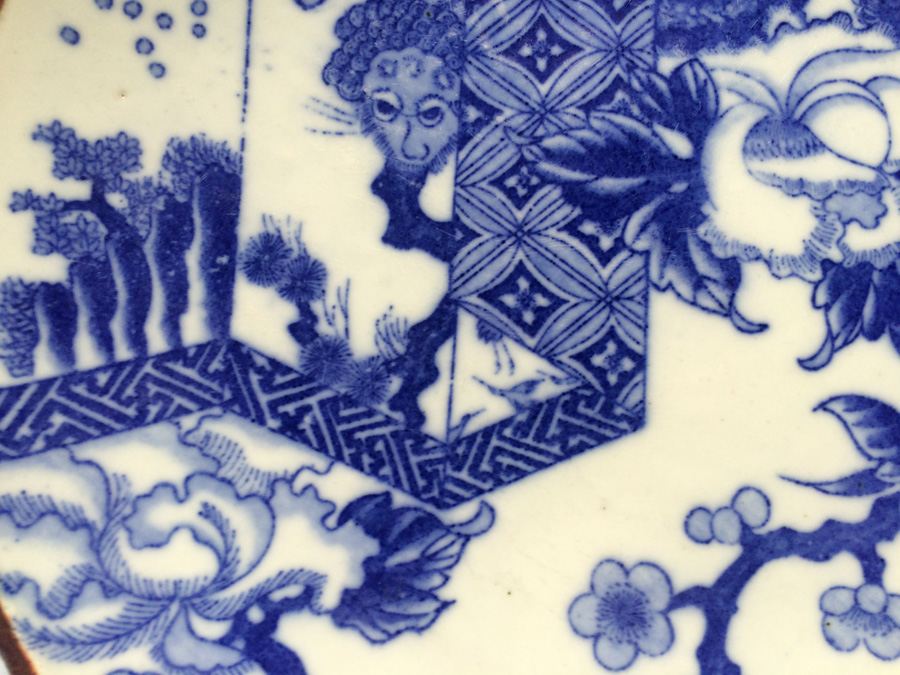 Meiji Japanese Transferware Blue and White Porcelain Plate [Photo 9]