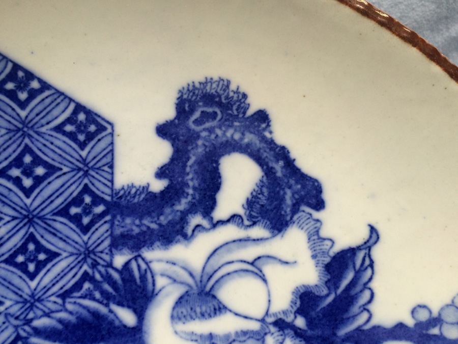 Meiji Japanese Transferware Blue and White Porcelain Plate [Photo 4]