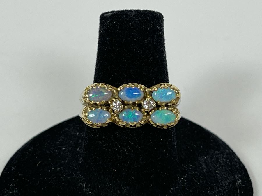 14K Gold Opal Diamond Ring Size 7 7g (FE) FMV $350 Retail $1,050 [Photo 2]