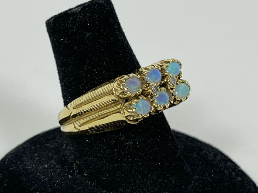 14K Gold Opal Diamond Ring Size 7 7g (FE) FMV $350 Retail $1,050 [Photo 4]