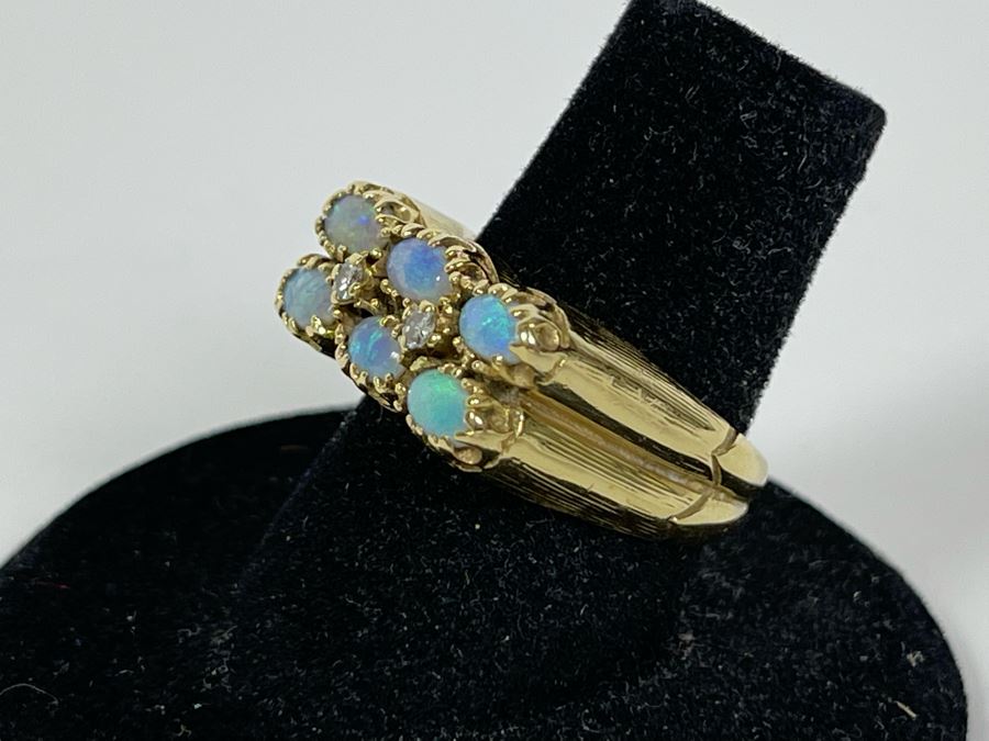 14K Gold Opal Diamond Ring Size 7 7g (FE) FMV $350 Retail $1,050 [Photo 5]