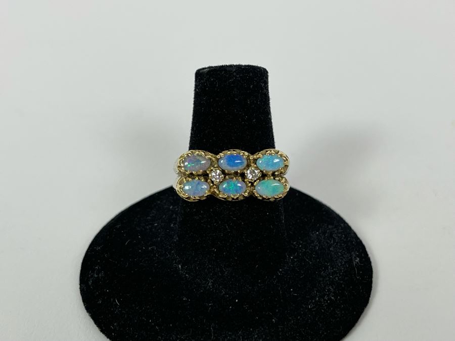 14K Gold Opal Diamond Ring Size 7 7g (FE) FMV $350 Retail $1,050 [Photo 3]