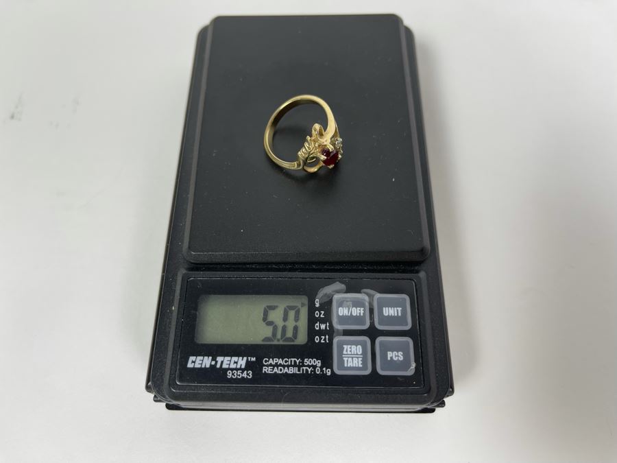 14K Gold Ruby Diamond Ring Size 8.5 5.0g (FE) FMV $300 Retail $900 [Photo 12]
