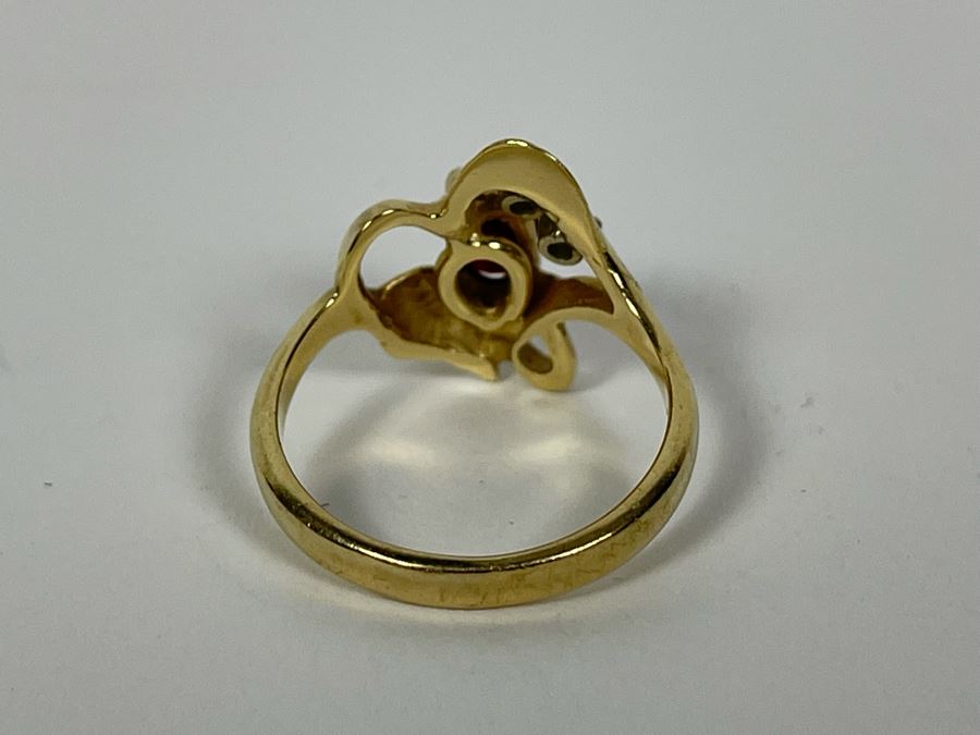 14K Gold Ruby Diamond Ring Size 8.5 5.0g (FE) FMV $300 Retail $900 [Photo 10]