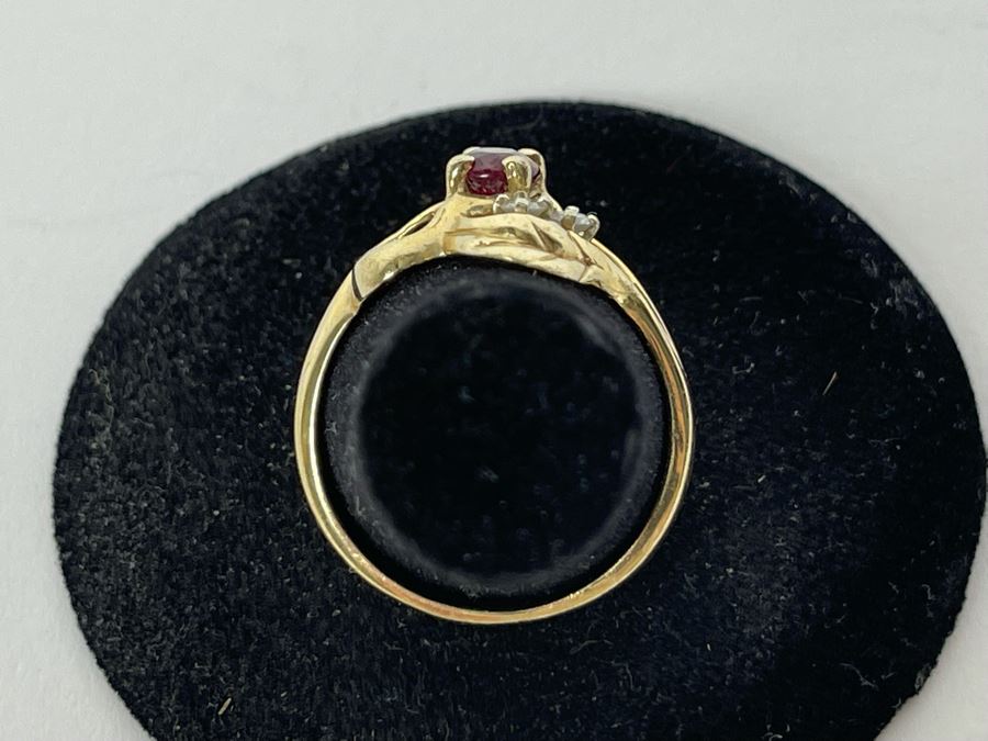 14K Gold Ruby Diamond Ring Size 8.5 5.0g (FE) FMV $300 Retail $900 [Photo 7]