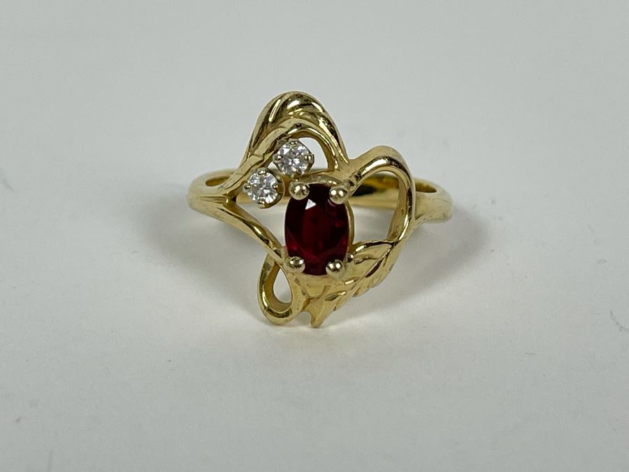 14K Gold Ruby Diamond Ring Size 8.5 5.0g (FE) FMV $300 Retail $900 [Photo 9]