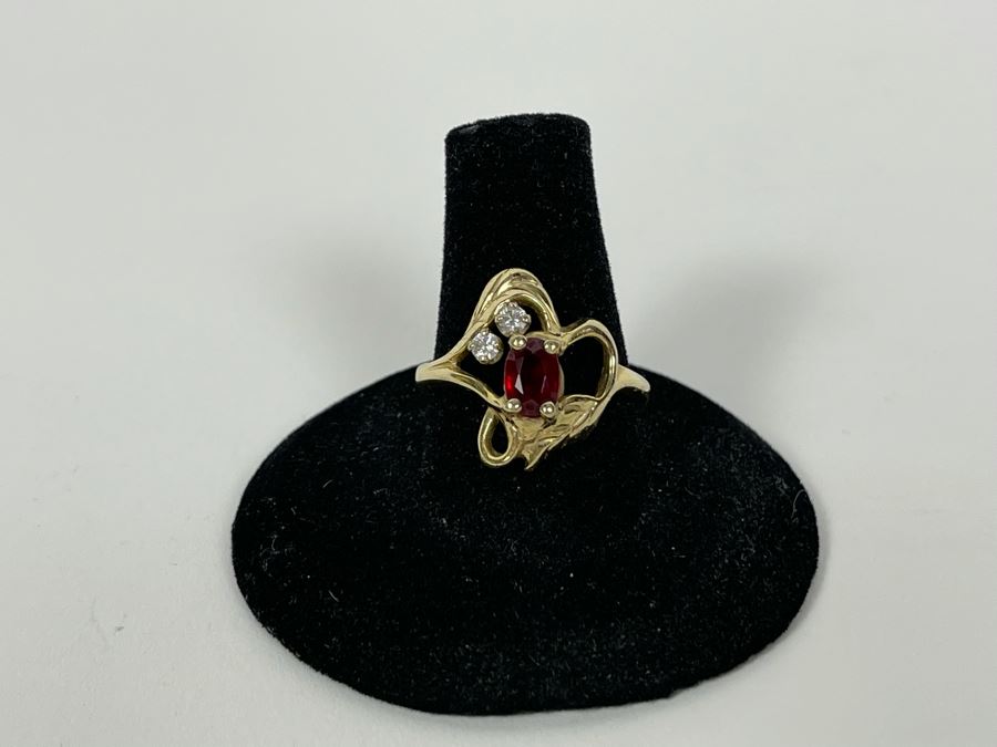 14K Gold Ruby Diamond Ring Size 8.5 5.0g (FE) FMV $300 Retail $900 [Photo 6]