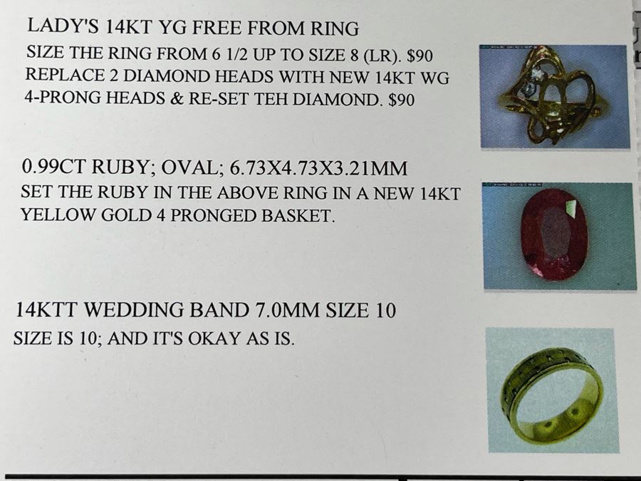 14K Gold Ruby Diamond Ring Size 8.5 5.0g (FE) FMV $300 Retail $900 [Photo 13]