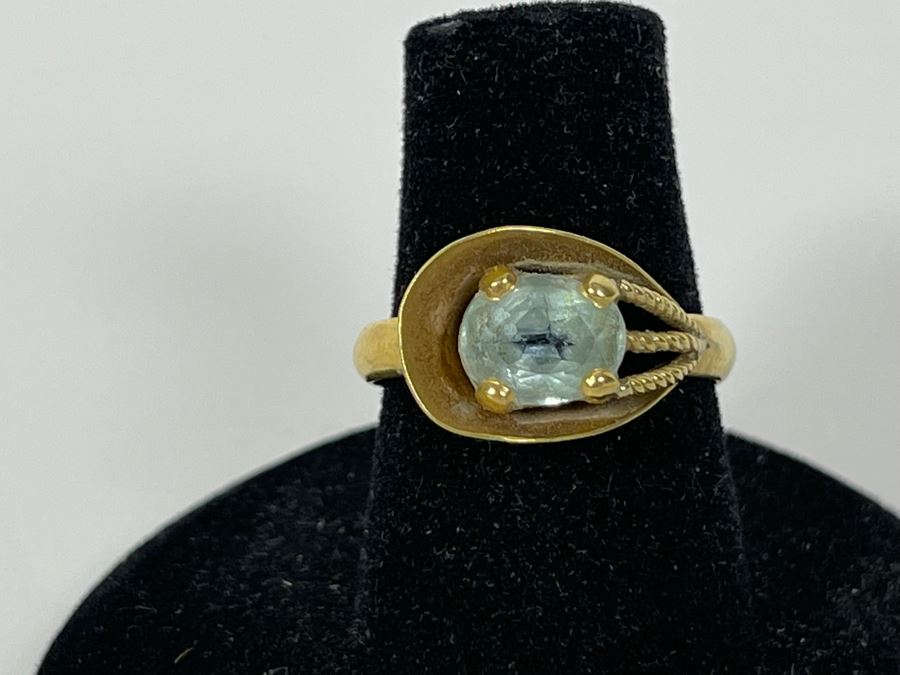 18K Gold Aquamarine? Ring Size 6.25 3.2g (FE) FMV $250 Retail $750