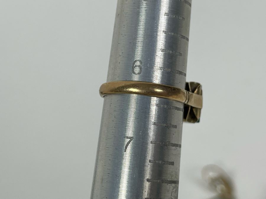 10K Gold Synthetic Spinel Ring Size 6.25 3g With Matching 10K Gold Earrings (FE) FMV $220 Retail $660 [Photo 11]