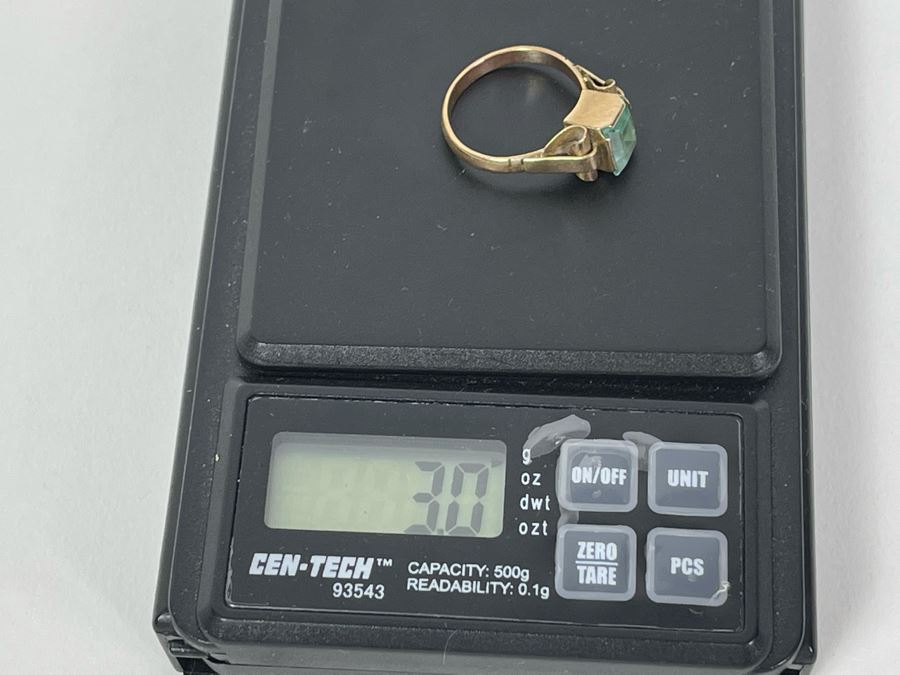 10K Gold Synthetic Spinel Ring Size 6.25 3g With Matching 10K Gold Earrings (FE) FMV $220 Retail $660 [Photo 12]