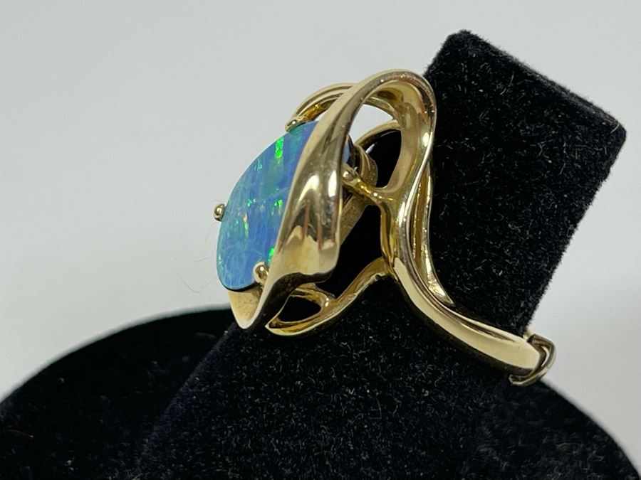 14K Gold Opal Doublet Ring Size 5.75 4.9g FMV $220 Retail $660 [Photo 3]