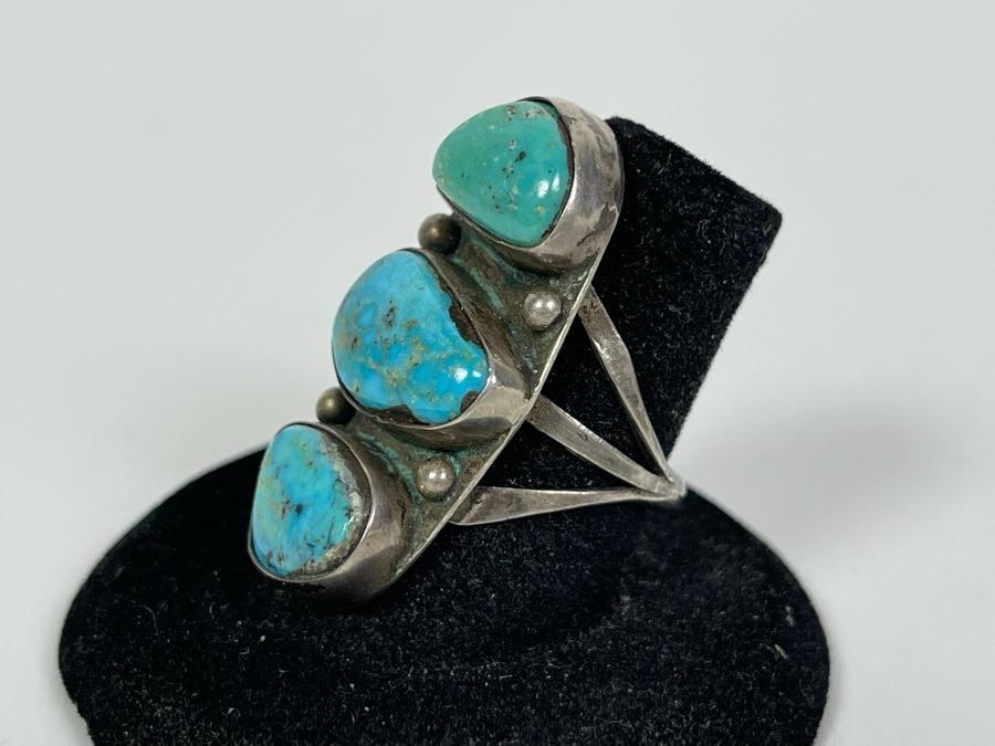 Sterling Silver Turquoise Ring Size 7 8g [Photo 4]
