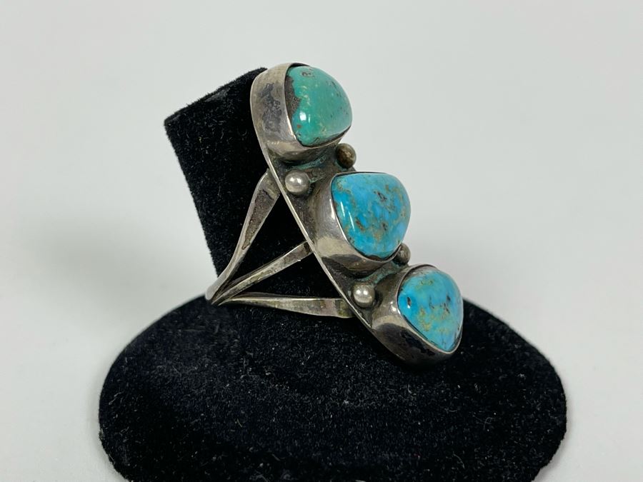Sterling Silver Turquoise Ring Size 7 8g [Photo 3]