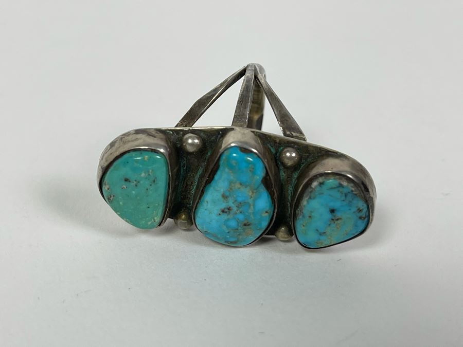 Sterling Silver Turquoise Ring Size 7 8g [Photo 6]