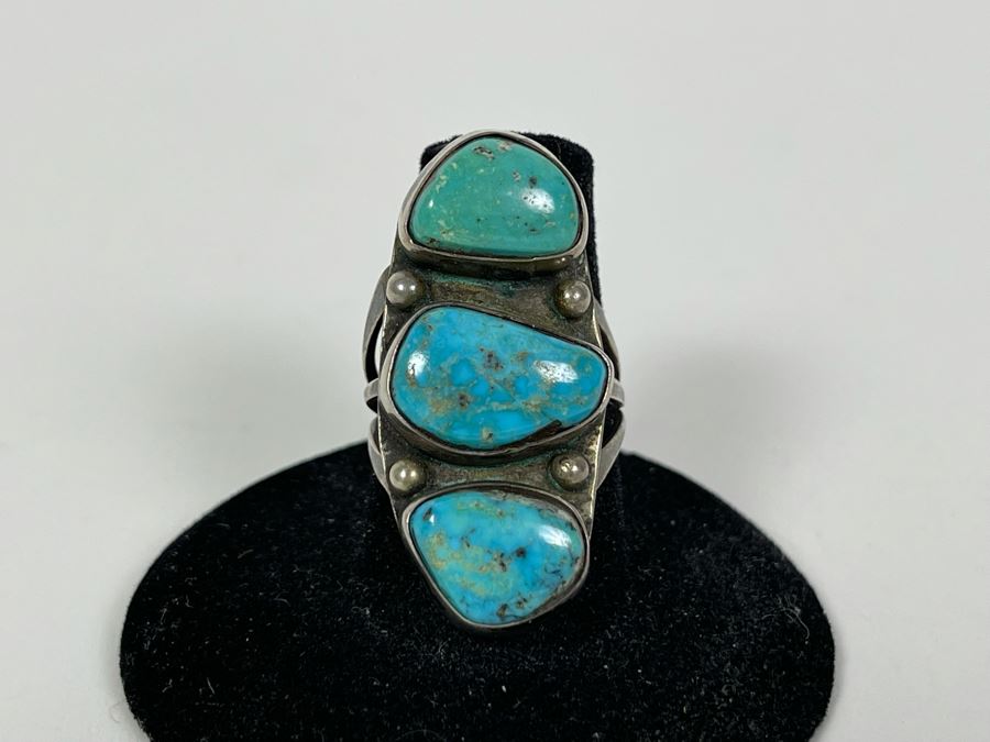 Sterling Silver Turquoise Ring Size 7 8g [Photo 2]